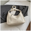 Off-white large capacity tote bag with dual front zippers and adjustable shoulder strap - White Without Pendant