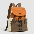 Mochila de viaje para exterior en diseño de bloques de color naranja, blanco y marrón - Naranja
