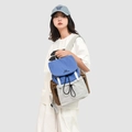 Mochila de ocio con diseño color-block azul, gris y café para viajes de campo - Azul