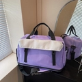 Purple and grey multifunctional travel duffel bag with detachable shoulder strap - Purple