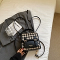 Contrast color diamond pattern mini backpack with gold buckles and adjustable straps - Without Charm (Black Without Charm) / Black