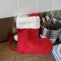 Borsa a tracolla creativa a forma di calza di Natale in camoscio rosso e pile - Rosso