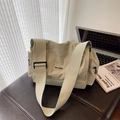 Minimalist bean green crossbody tote bag with adjustable strap and YOU JI BEAR logo - Green