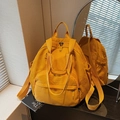 Ginger yellow multi-functional nylon backpack with versatile hand-carry handles - Yellow