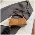 Vintage brown suede and leather patchwork crossbody pillow bag with wide strap - No Pendant / Suede Brown