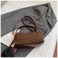 Vintage brown leather crossbody pillow bag with suede patchwork and gold hardware - No Pendant / Suede Coffee