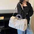 Borsa da viaggio beige impermeabile capiente con trama a rete e tracolla regolabile - Grigio