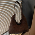 Dark brown hollow out hobo bag with floral laser cut patterns and retro suede texture - Brown
