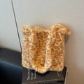 Faux fur leopard print tote bag with large capacity and soft plush shoulder straps - Yellow Leopard Print