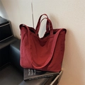 Bolso tote grande de lona con cuadros rojos y blancos para uso diario y versátil - Rojo
