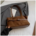 Brown frosted leather tote bag with stylish belt buckle and smooth leather bottom - Brown No Pendant