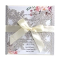 Invito matrimonio fiocco di neve argento tagliato al laser con glitter e nastro di raso - Argento Scintillante