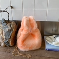 Lichtoranje pluche handtas met gouden ketting voor dames winter mode-accessoire - Oranje