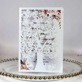 Close-up of laser-cut owl and tree hollow design on a premium white invitation card - White