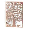 Biglietto d'invito tagliato al laser con albero glitter oro rosa e uccelli - Oro Champagne Scintillante