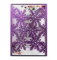 Detailed laser-cut purple snowflake invitation card with floral printed inner sheet - Dark Purple
