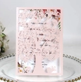 Detailed laser-cut tree of life pattern on pink wedding invitation with floral insert - Nude Pink