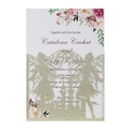 Golden glitter laser cut fairy castle wedding invitation with floral watercolor inner card - Lapis Lazuli