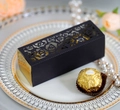 Detailed laser-cut rose hollow gift box in matte black with a golden interior for weddings - Black