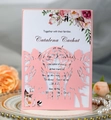 Pink laser-cut butterfly fairy invitation with floral inner card on elegant setting - Pink