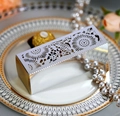 Laser-cut floral hollow candy box with metallic silver and gold finish for weddings - Reflective Silver