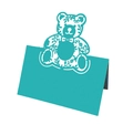 Carte de place découpée au laser avec ours en peluche cyan pour décor de mariage - Bleu Sarcelle