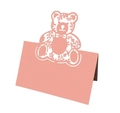 Marque-place de mariage ours découpé au laser rose avec motifs floraux ajourés - Rose