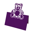 Marque-place violet en forme d'ours découpé au laser pour tables de mariage - Violet foncé