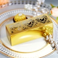 Hollow laser-cut heart pattern gold gift box for wedding candy and chocolate favors - Reflective Gold