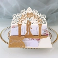Invitation de mariage découpée au laser pailleté or avec silhouette florale en relief - Jaune Doré Pailleté