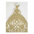 Golden glitter laser cut wedding invitation featuring an elegant bride silhouette - Glitter Golden Yellow