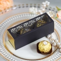 Elegant black laser-cut heart favor box with golden lining for chocolate gifts - Black