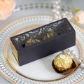 Elegant hollow butterfly laser-cut chocolate gift box in black and gold for weddings - Black