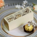 Elegant cream laser-cut wedding favor box with three heart-shaped cutout patterns - Jewelry Cream Star