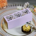 Laser cut lavender and gold wedding candy box with heart pattern and mirror finish - Light Purple