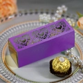 Purple laser cut heart wedding favor box with gold mirror lining for chocolates - Dark Purple