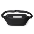 Detail of adjustable strap with quick-release buckle on waterproof black fanny pack - Black