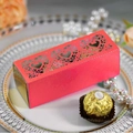 Pink and gold laser-cut favor box with heart patterns for weddings and special gifts - Pearlescent Red