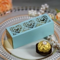 Laser-cut Tiffany blue heart-shaped hollow gift box with elegant gold mirror lining - Tiffany Blue