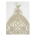 Carte d'invitation de mariage silhouette dorée pailletée avec découpes florales raffinées - Cyan Or