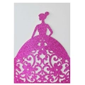 Pink glitter paper princess silhouette cake topper with intricate floral cutout patterns - Glitter Rose Red
