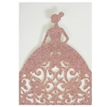 Rose gold glitter wedding invitation cover featuring an elegant laser-cut girl silhouette - Glitter Champagne Gold