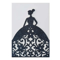 Dark blue glitter wedding invitation card with elegant hollow silhouette girl - Glitter Dark Blue