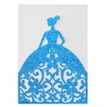 Elegant blue glitter silhouette cake topper with intricate floral cutout design - Glitter Royal Blue