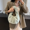 Chic light green faux fur crossbody bag with golden chain strap for modern women - Green