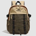 Minimalistischer khaki-dunkelbrauner Outdoor-Rucksack mit Netztaschen und Gummizugsystem - Khaki Felsbraun