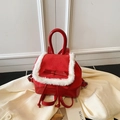 Red mini backpack with velvet trim and bow detail in casual bucket bag style - Red (No Pendant)