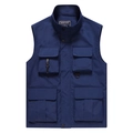 Donkerblauwe outdoorvest voor heren met meerdere zakken en sneldrogend materiaal - M / Donkerblauw