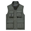 Legergroene heren vest met meerdere zakken voor vissen en outdoor activiteiten - M / Legergroen