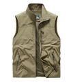 Gilet outdoor verde militare multitasche in tessuto leggero ad asciugatura rapida - M / Cachi